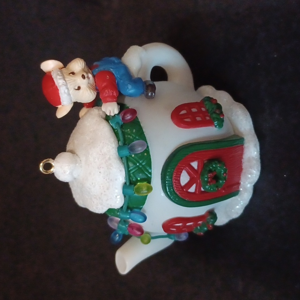 Teacup Mouse Ornament Christmas Vintage 1995